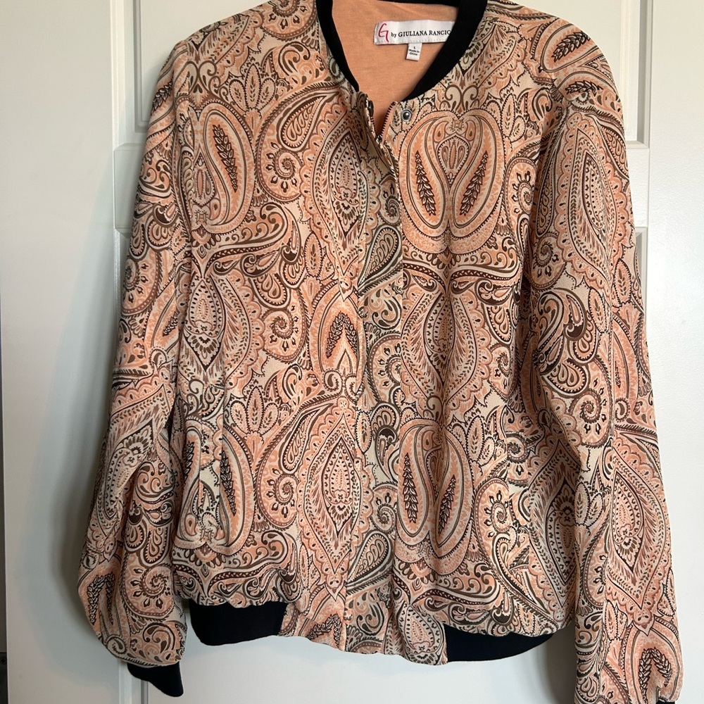 Giorgio Armani Women's Bomber Jacket - Tan and Black Paisley